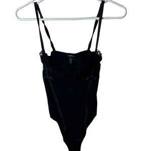 La Perla Black Lace & Embroidered Mesh Bodysuit US 32 Modal Blend Made in Italy